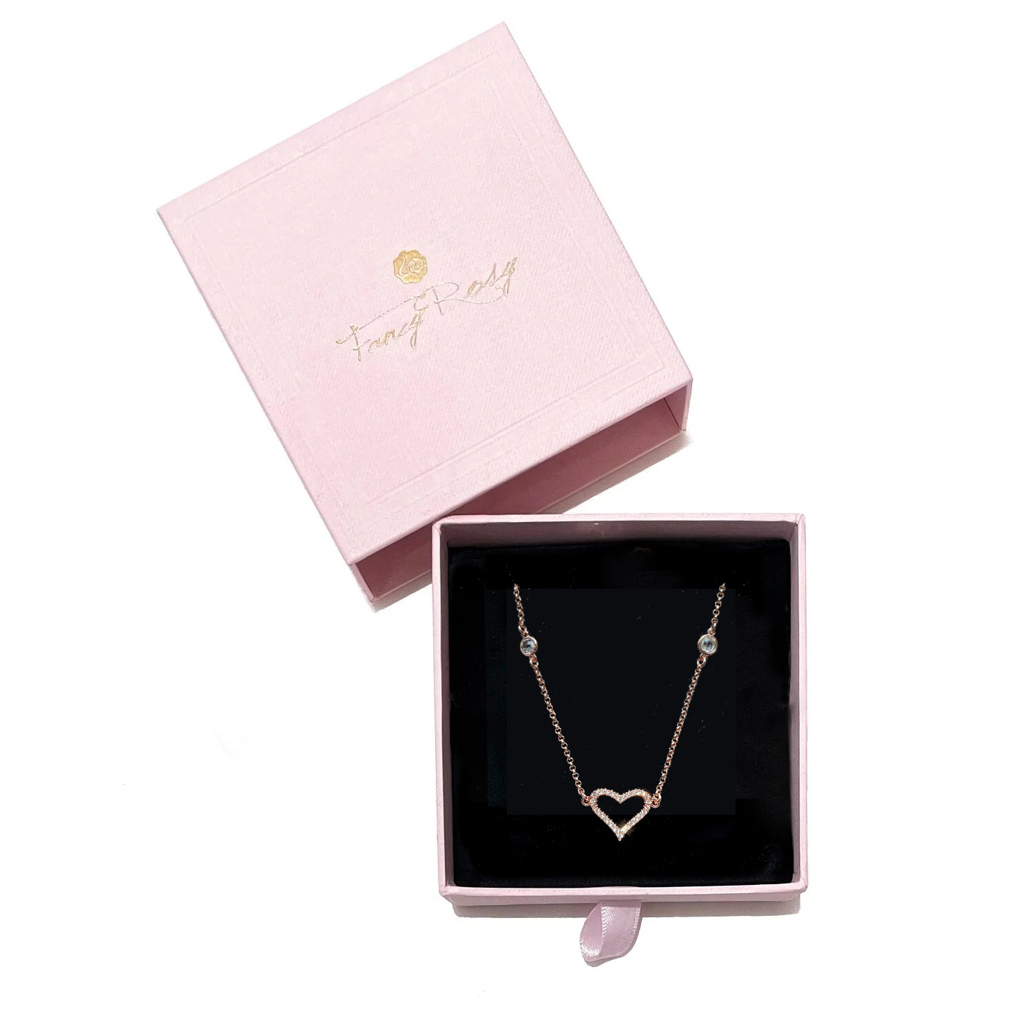 Rose Gold Heart Shaped Crystal Necklace