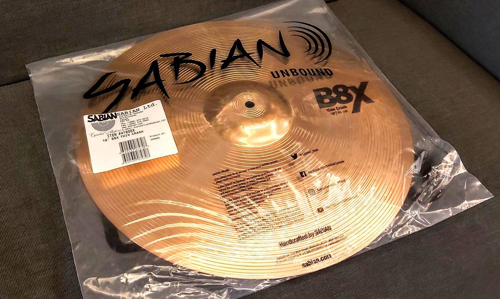 Sabian Sapy-41806X 銅鈸 B8X 18" Thin Crash