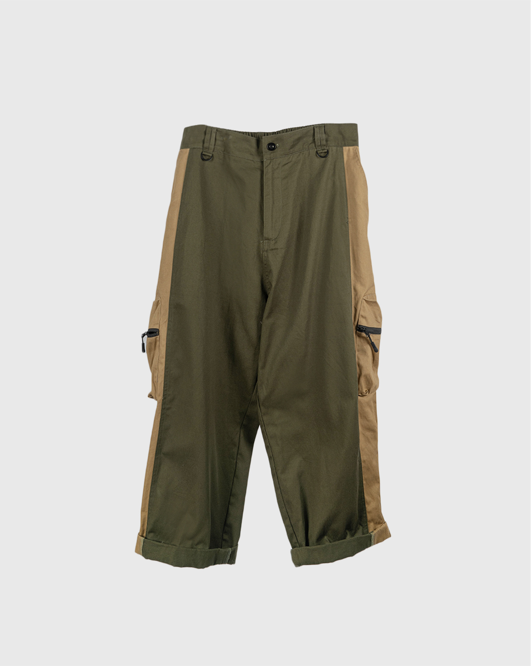 【WORKER.BLE】 Colorblocking BALLOON CUT Wide PANTS｜Green & Khaki ｜HK Based Design Brand