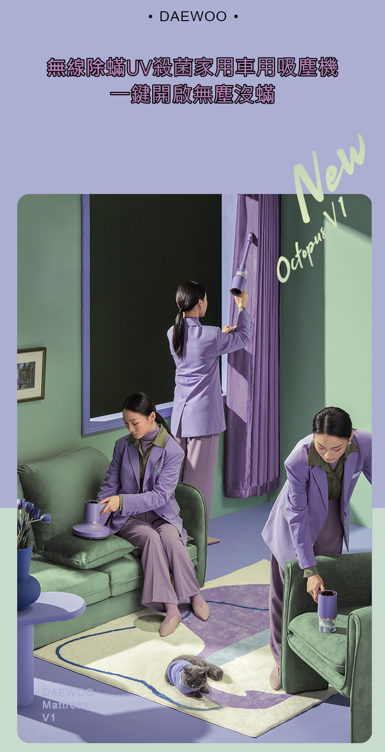 Daewoo 無線除塵蟎UV殺菌家用車用吸塵機(平行進口)