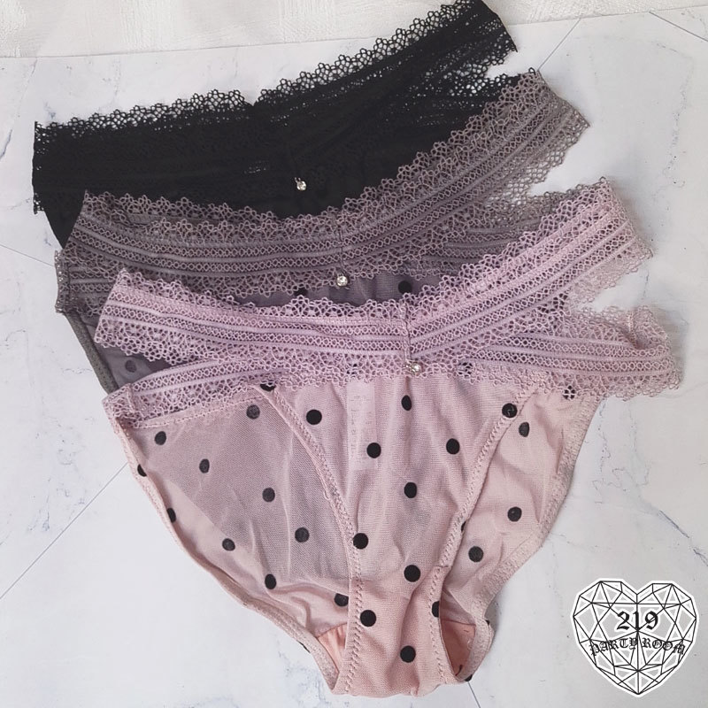 雙層蕾絲波點透膚內褲