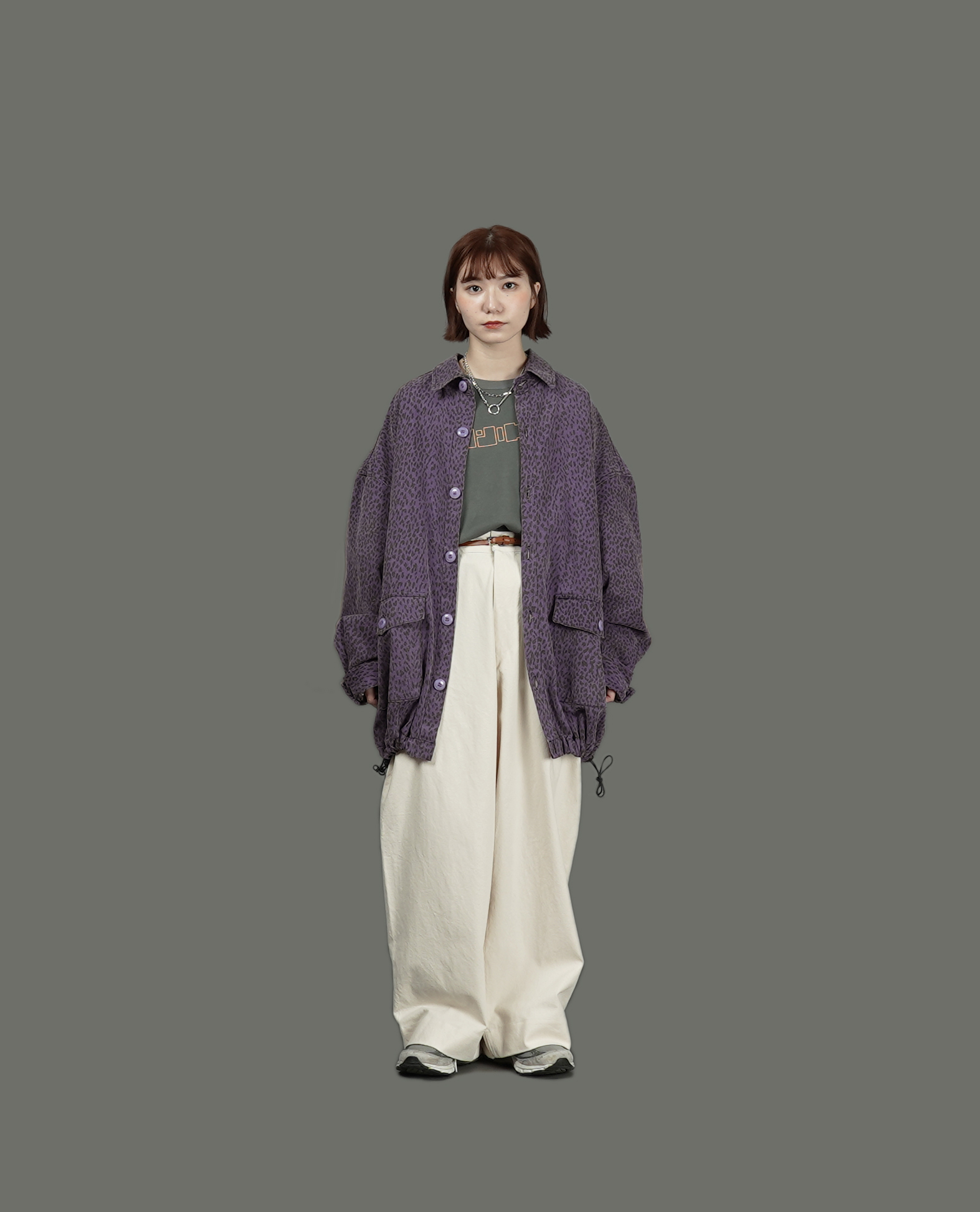 O.POism 歐波医生水洗豹紋寬版襯衫外套