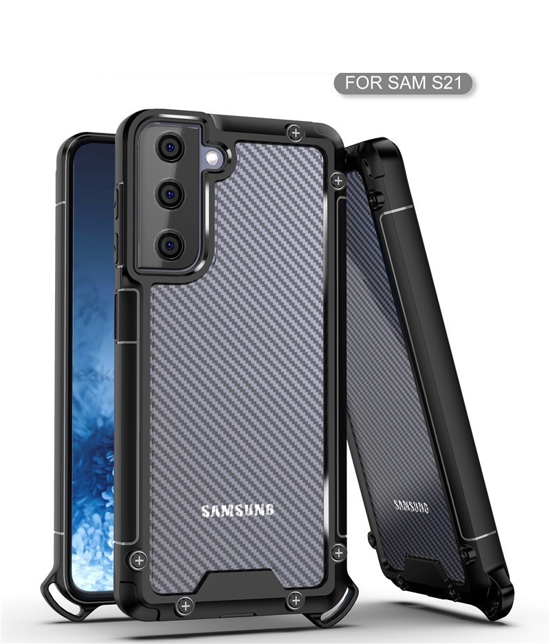 三星二合一碳纖紋掛繩防摔殼 【TPU+PC軍規防摔雙材質】附贈同色掛繩