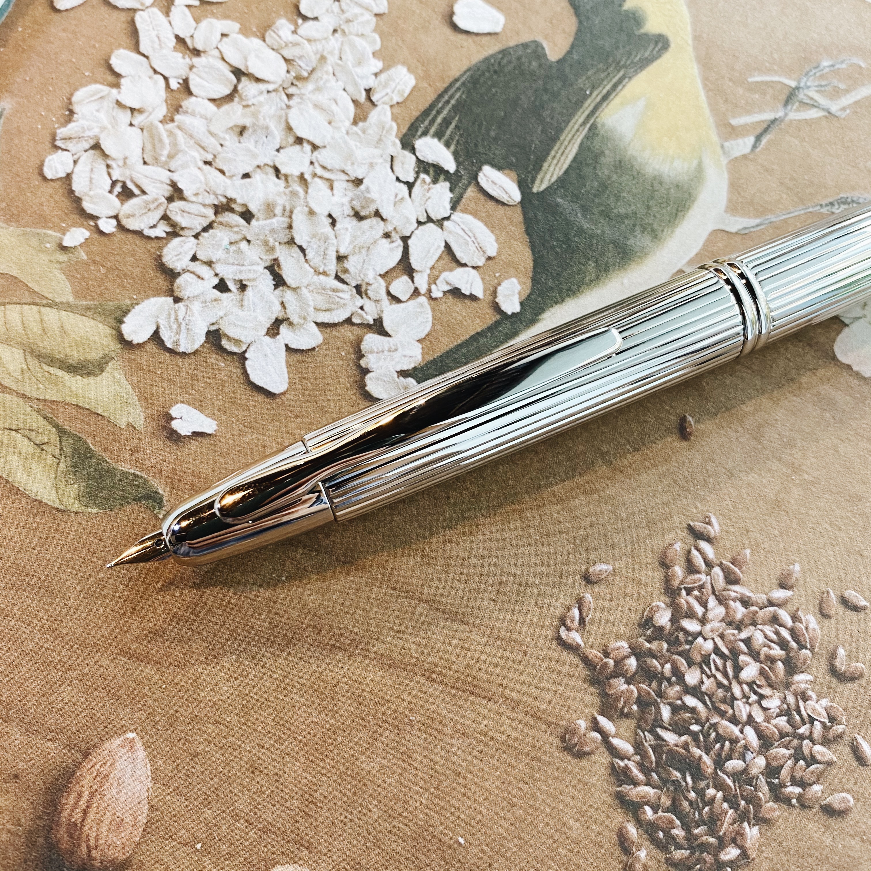 日本百樂 CAPLESS STRIPE 18K 按壓式鋼筆 鍍銠直條紋