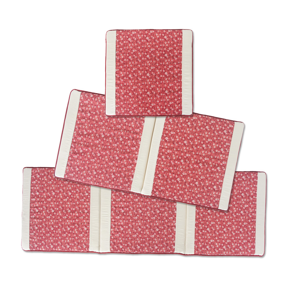 錦花記憶型1+2+3人坐墊_紅色