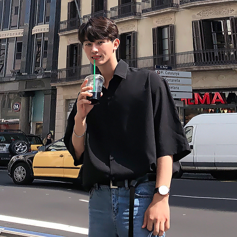 雪紡柔軟設計短袖襯衫 / L / 不提供退換貨