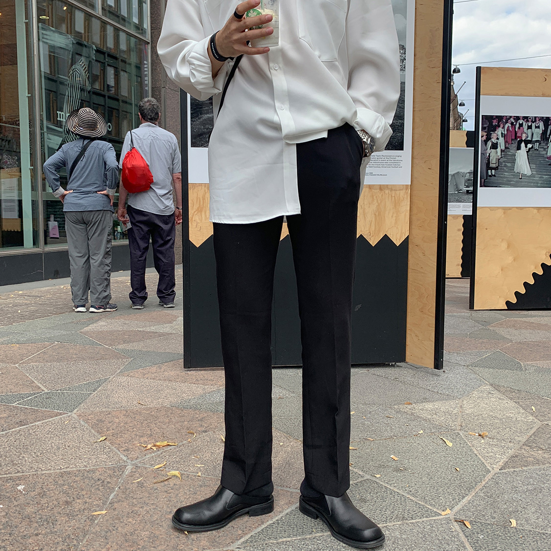 直筒側鈕扣休閒西裝褲 / M / 不提供退換貨