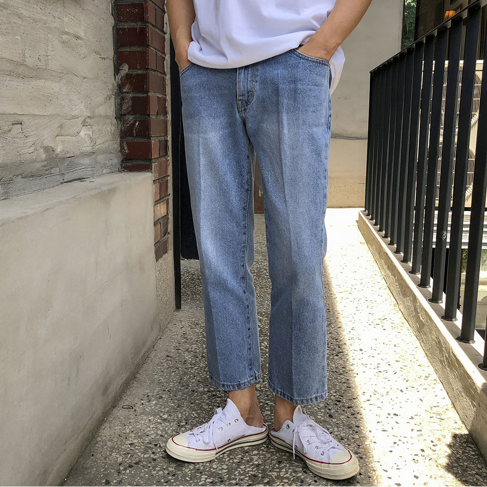 立體剪裁刷色九分牛仔褲 / XL / 不提供退換貨