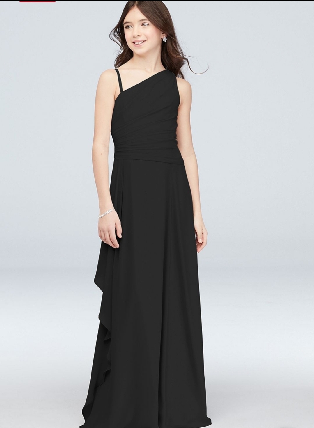 優雅斜肩女孩音樂表演禮服