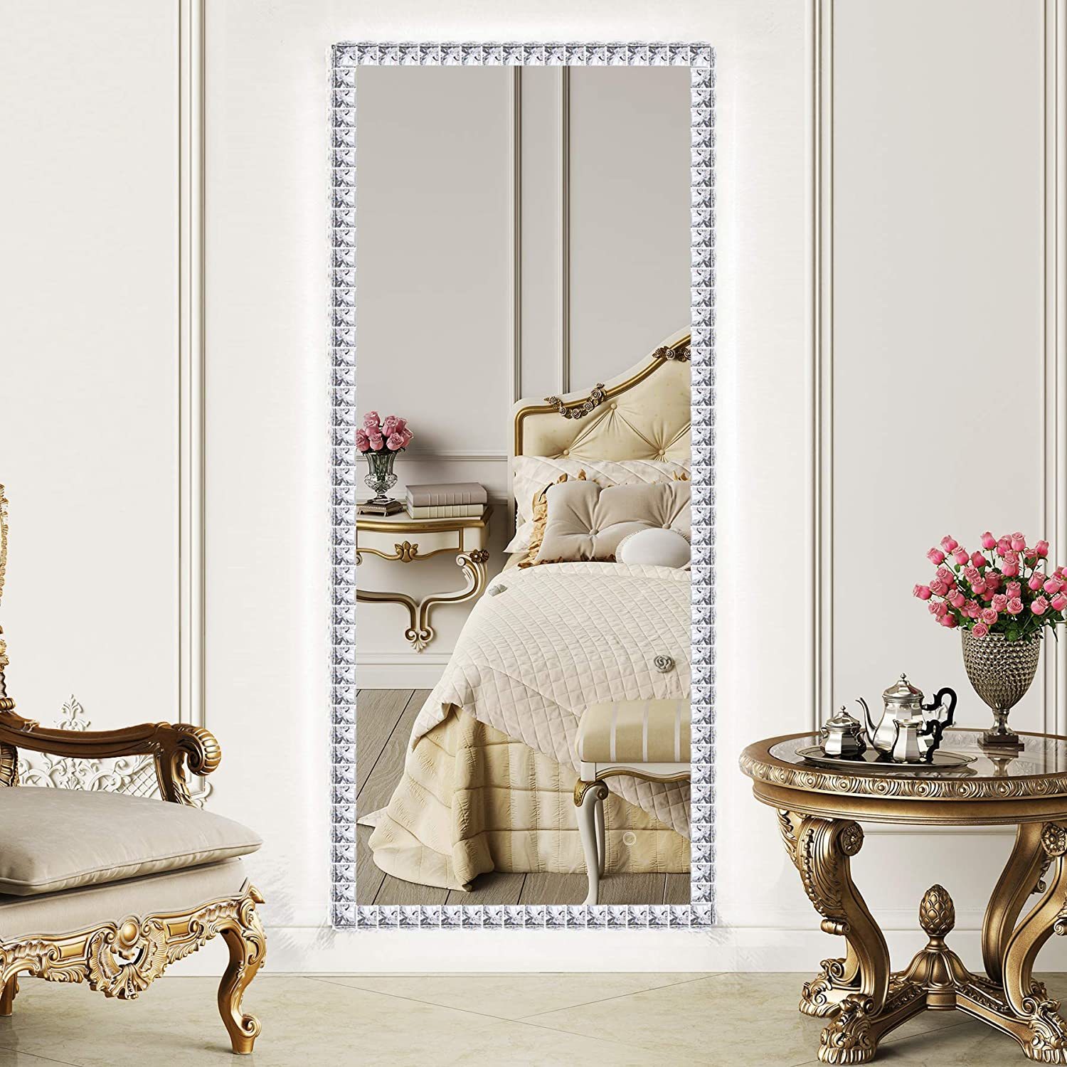 QiMH 55x24 Inch Wall Mounted Full Length LED Lighted Va