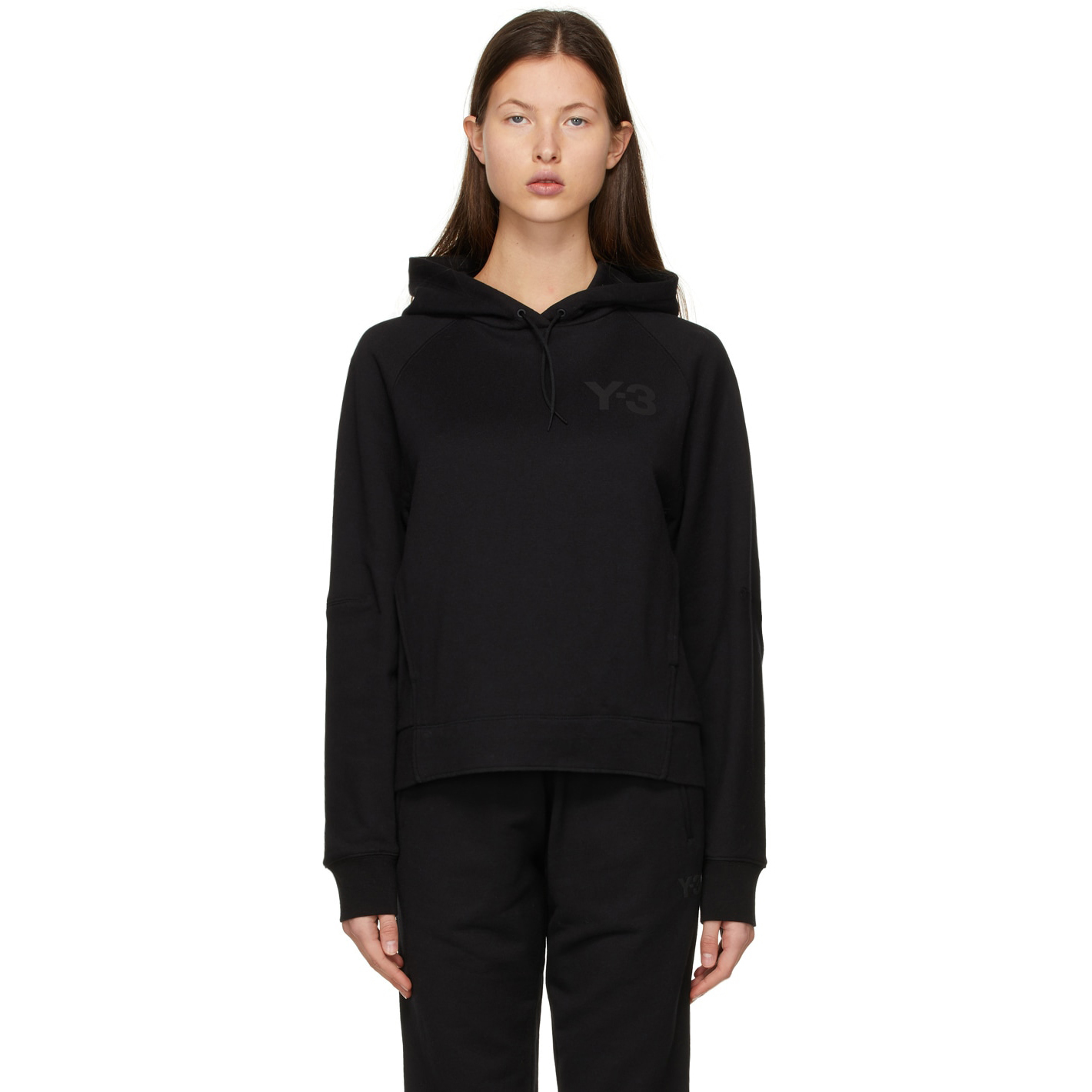 【 Y-3 W CL LC HOODIE 胸前 LOGO 帽TEE - 黑 】