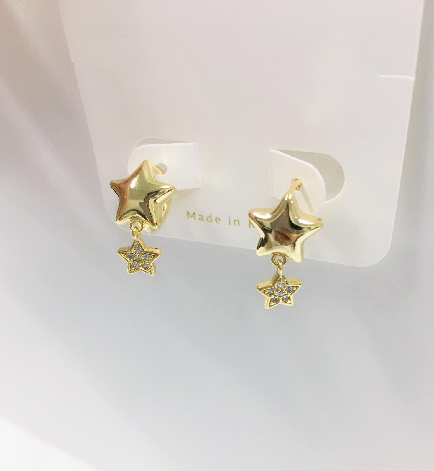 大星吊水晶細星耳環 LE02