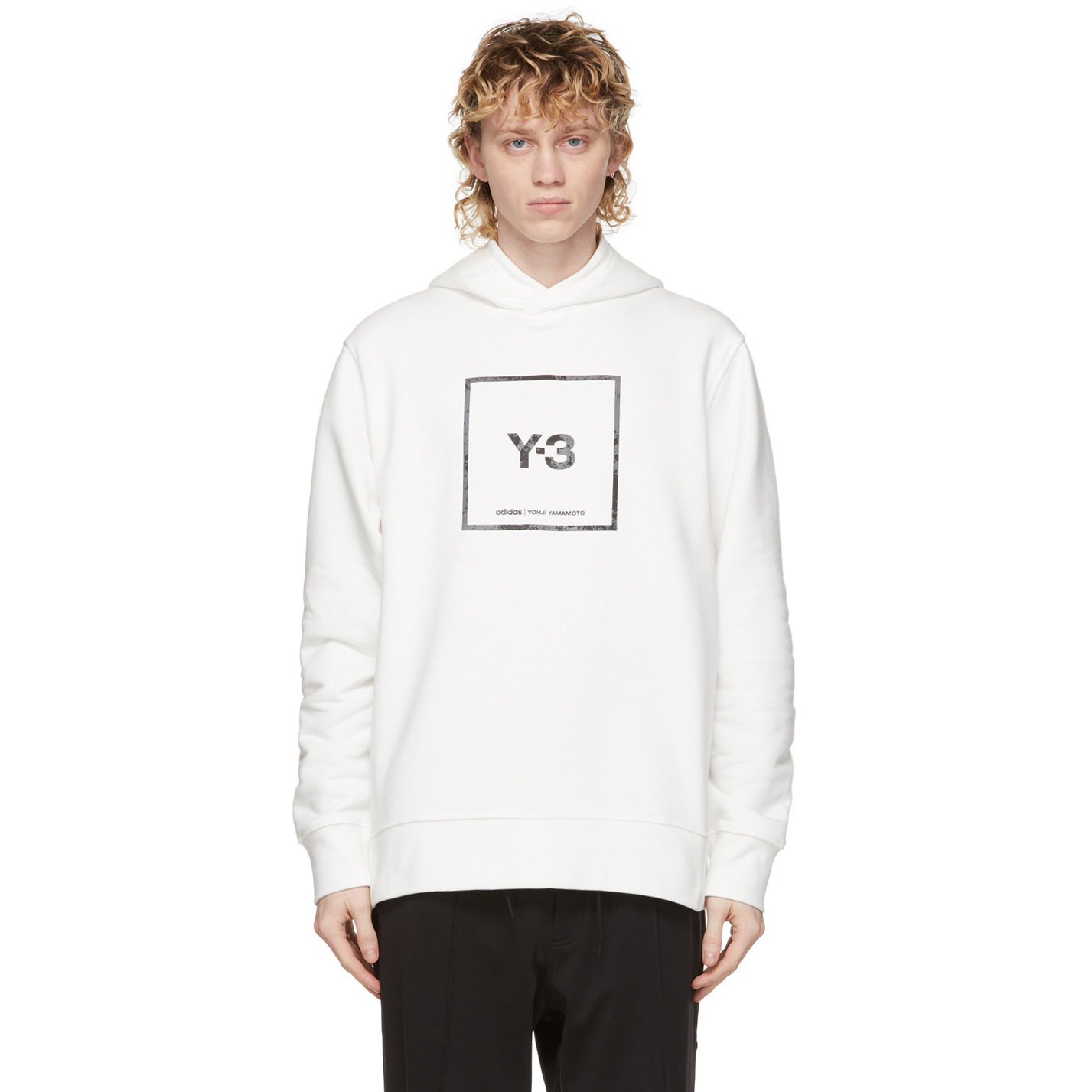 【 Y-3 U SQUARE HOODIE 方形反光 LOGO 帽TEE - 白 】