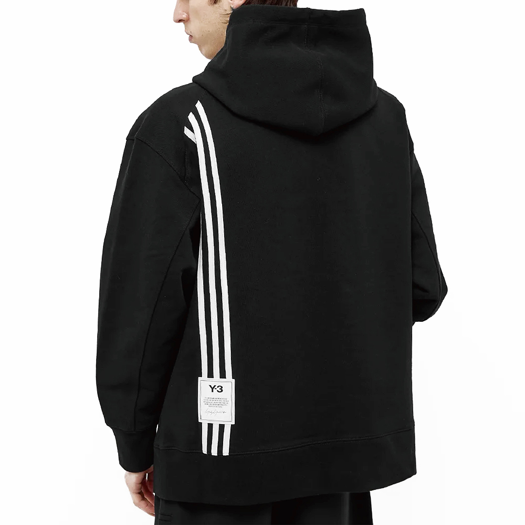 【 Y-3 M 3STP HOODIE 經典三條紋帽TEE - 黑 】