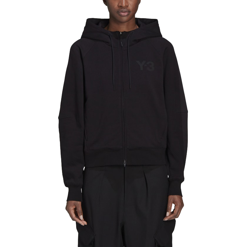 【 Y-3 W CL LC F-ZIP 胸前 LOGO 連帽外套 - 黑 】