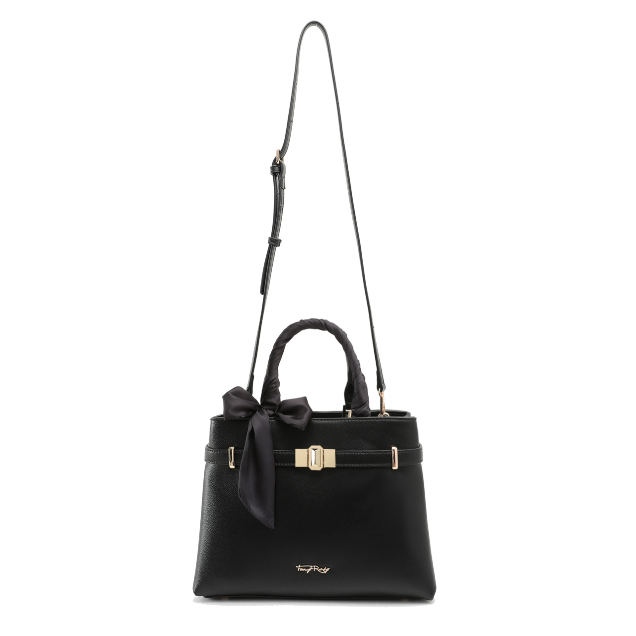 Fancy Bow Bow Top Handle Shoulder Bag with Scarf