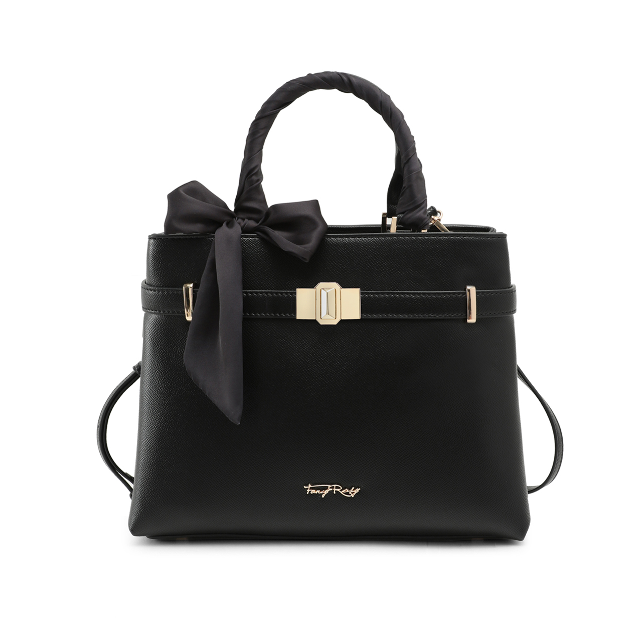 Fancy Bow Bow Top Handle Shoulder Bag with Scarf