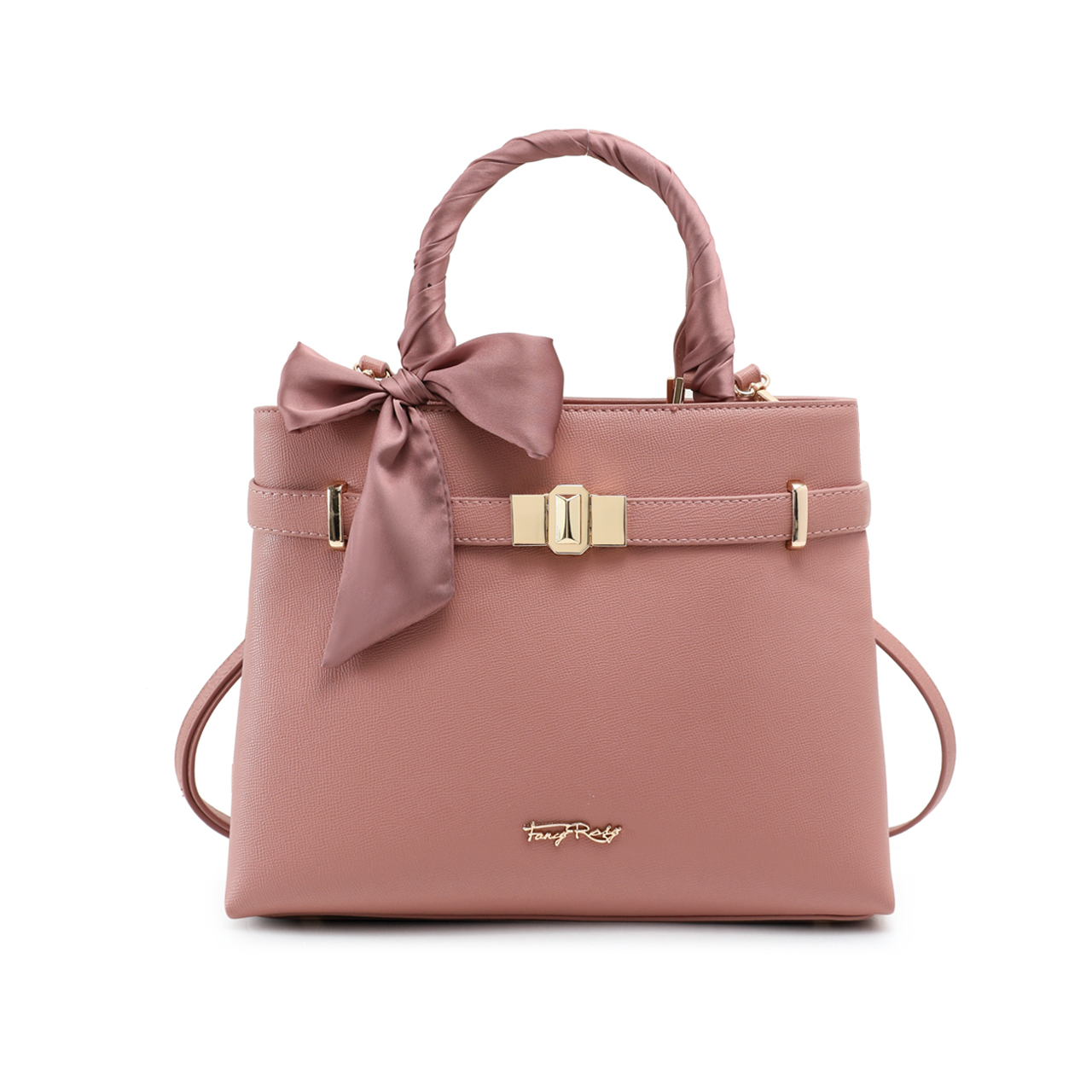 Fancy Bow Bow Top Handle Shoulder Bag with Scarf