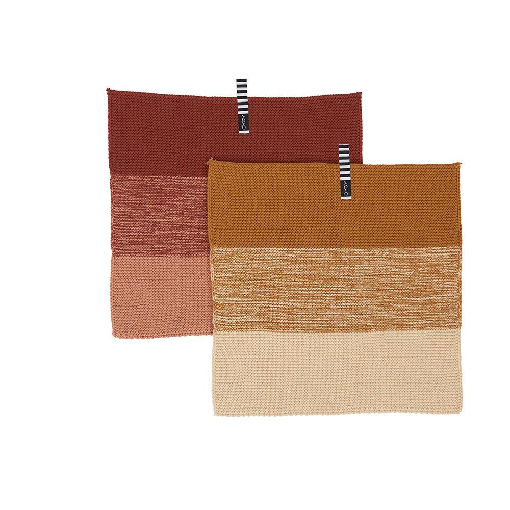 OYOY 尼吉漸層有機棉小方巾 - 2入 - Dark Caramel / Rubber