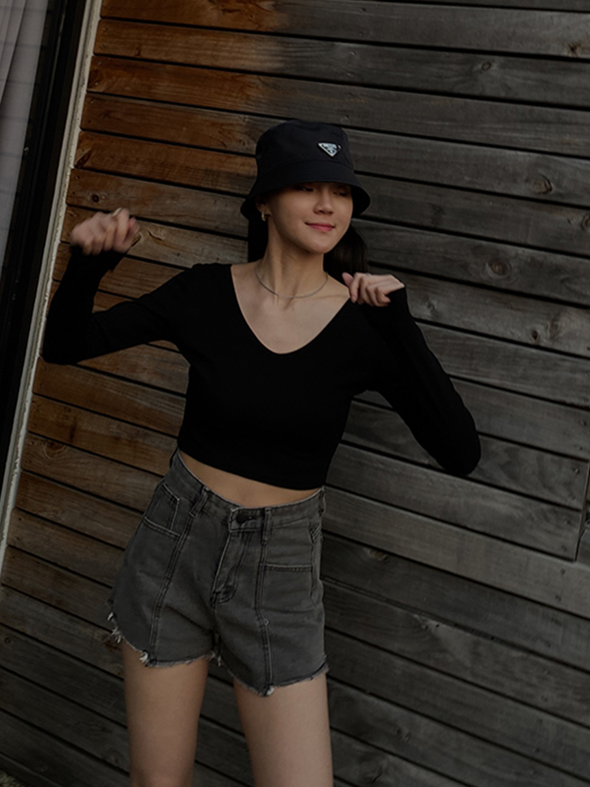 V領防曬短版合身上衣*4色