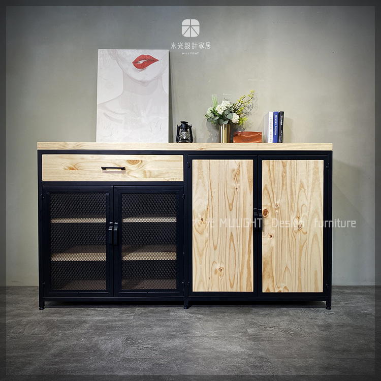 LOFT實木鐵框抽屜多功能收納櫃|可訂製