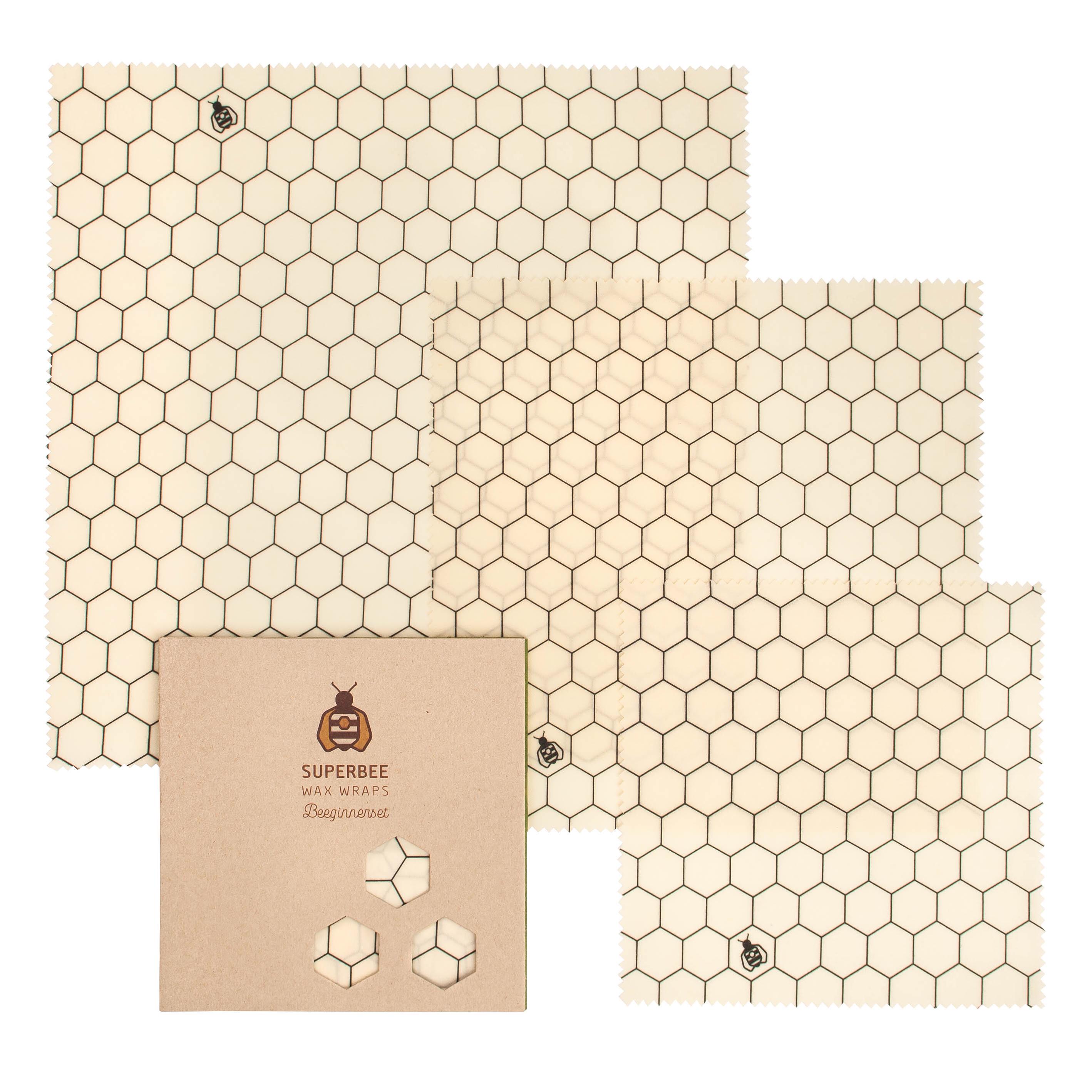 SuperBee 蜂蠟保鮮布 - 經典蜂巢 3入一組 (S,M,L 各一)
