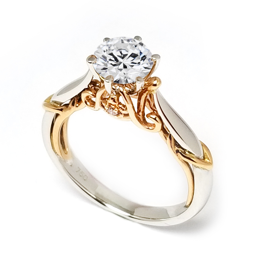 18K 白金/玫瑰金天然鑽石戒指托 (RS38F805)