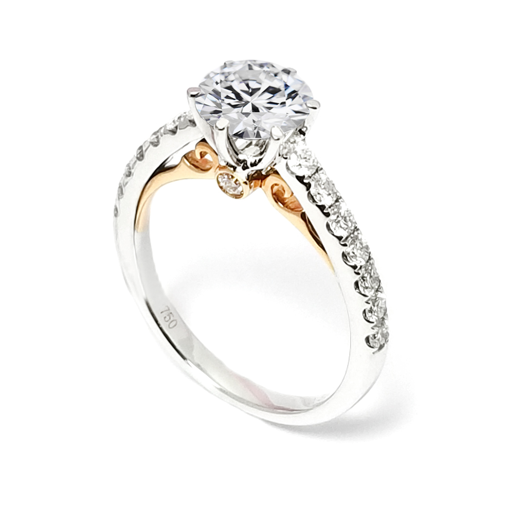 18K 白金/玫瑰金天然鑽石戒指托 (RS41HS00007RM)