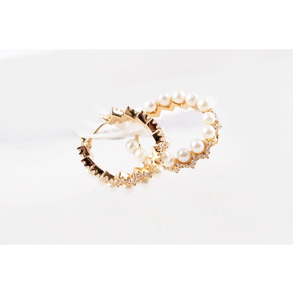 【APM】Up And Down系列圓圈珍珠耳環(金黃色)