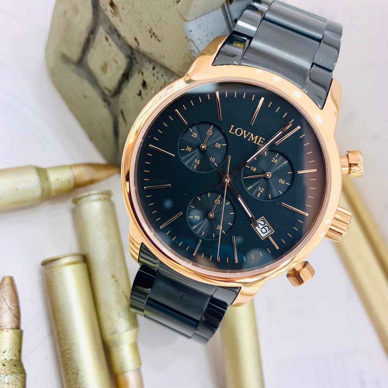 【LOVME】055系列 三眼多功能個性時尚手錶-黑枚 VS0055M-43-341  43mm 現代鐘錶