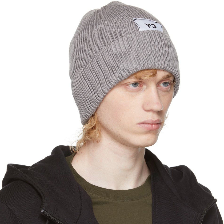 【 Y-3 CL BEANIE 羅紋羊毛針織帽 - 灰 】
