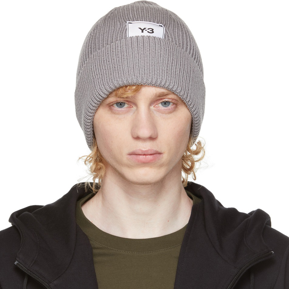 【 Y-3 CL BEANIE 羅紋羊毛針織帽 - 灰 】