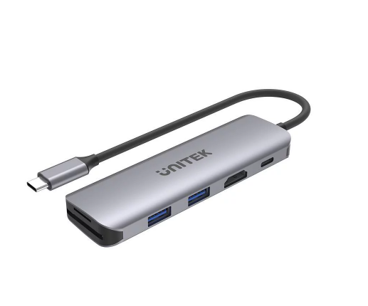 Unitek 6in1 筆記本電腦擴展神器|六合一|PD100W充電|超簿太空灰色堅固鋁合金外層|HDMI 4K|USB-C|USB-A|SD card|【10/19 截單，預計 :10月尾至11月中發貨】