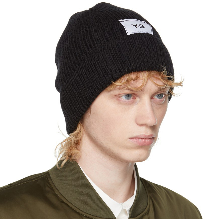 【 Y-3 CL BEANIE 羅紋羊毛針織帽 - 黑 】