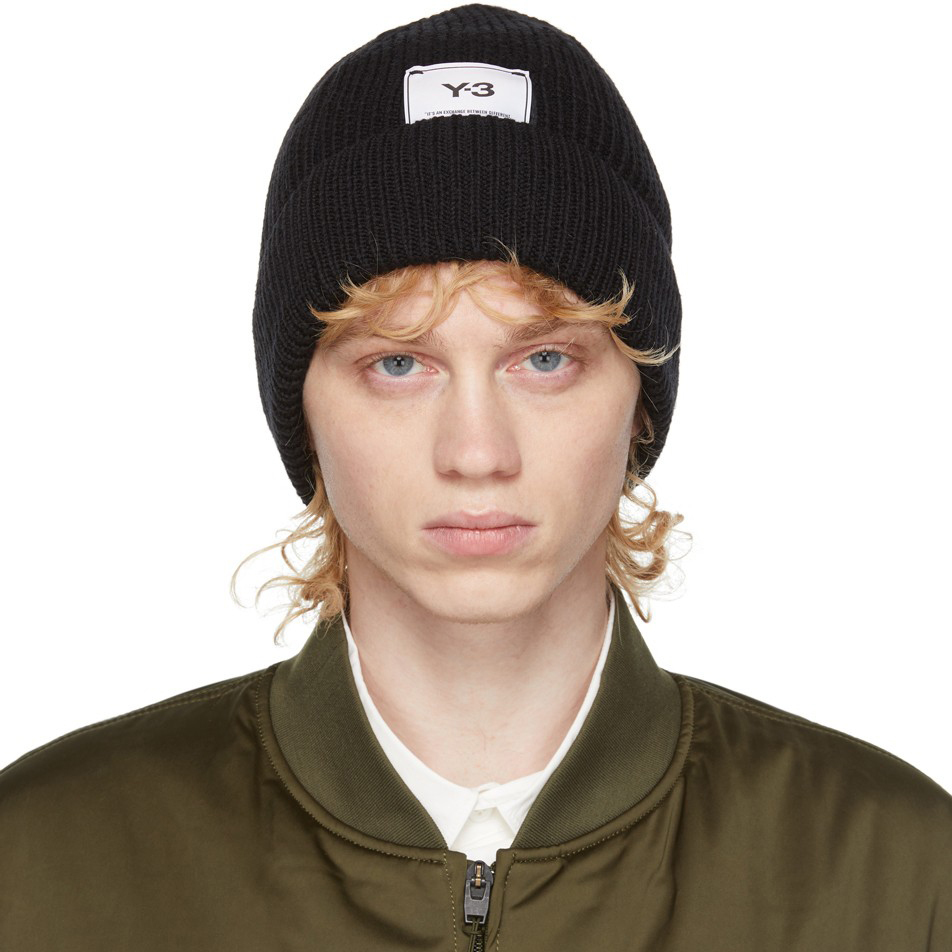 【 Y-3 CL BEANIE 羅紋羊毛針織帽 - 黑 】