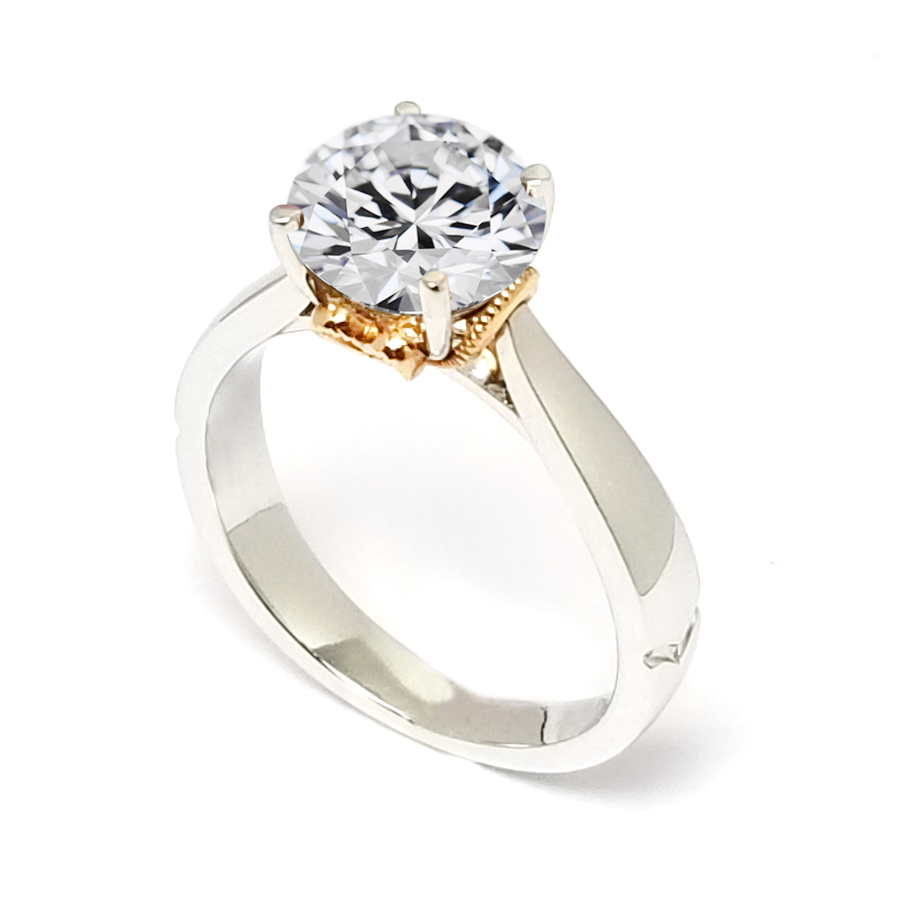 18K 白金/玫瑰金天然鑽石戒指托(RS10H1581100)