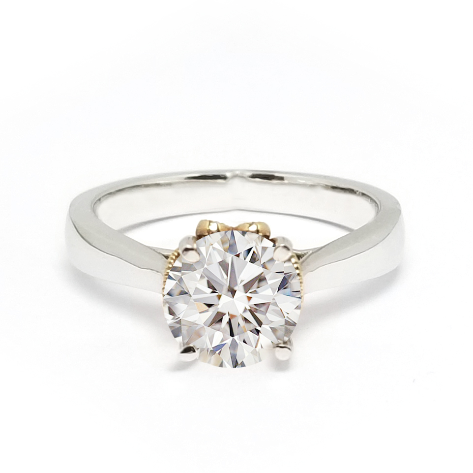 18K 白金/玫瑰金天然鑽石戒指托(RS10H1581100)