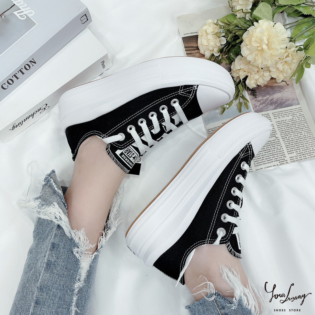 【Luxury】Converse Chuck Taylor All Star Move Low 帆布鞋 厚底