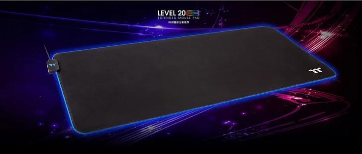 米特3C數位–曜越 Level 20 RGB超大型電競滑鼠墊/GMP-LVT-RGBSXS-01
