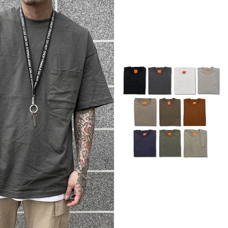 前口袋 素T 古著工裝 水洗 短TEE 十色 - S201299