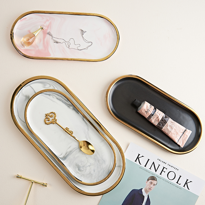 【ＡＨ104】大理石金邊橢圓盤