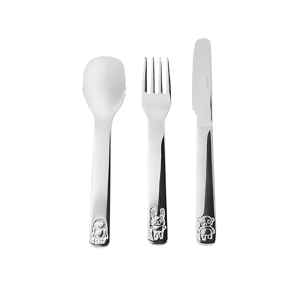 OYOY   動物不鏽鋼餐具組 / 銀