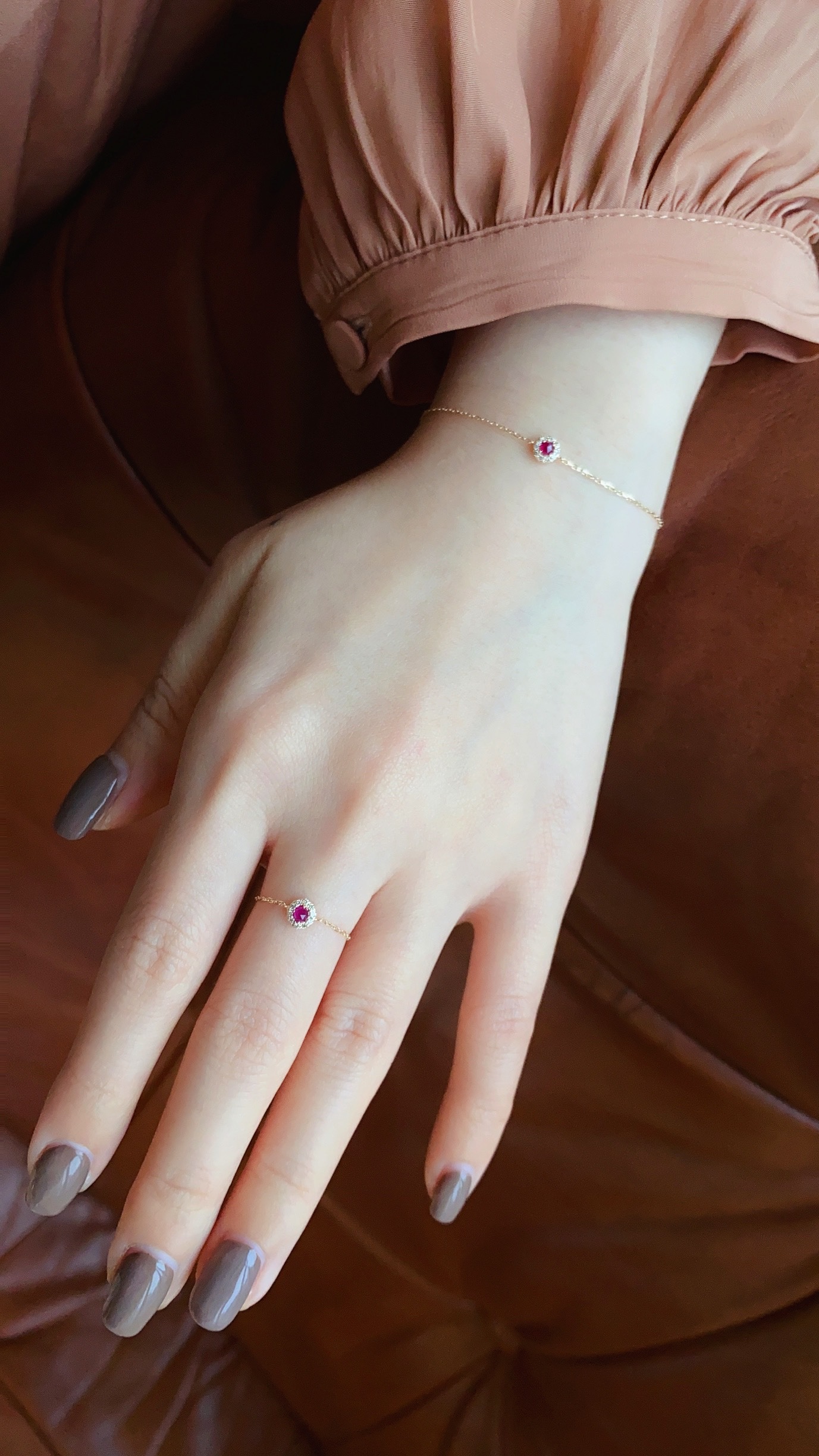 紅寶小花簇手鍊