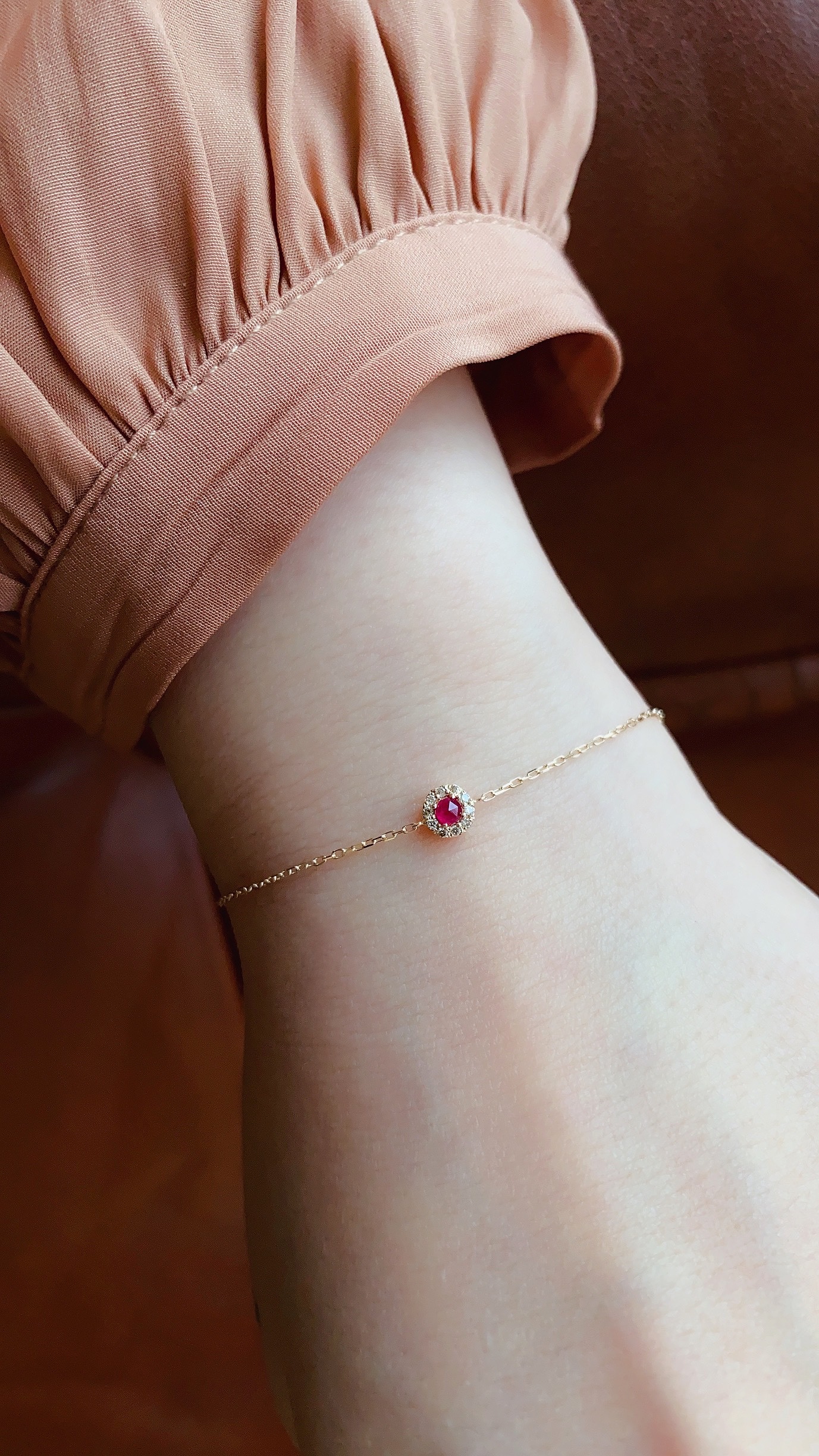 紅寶小花簇手鍊