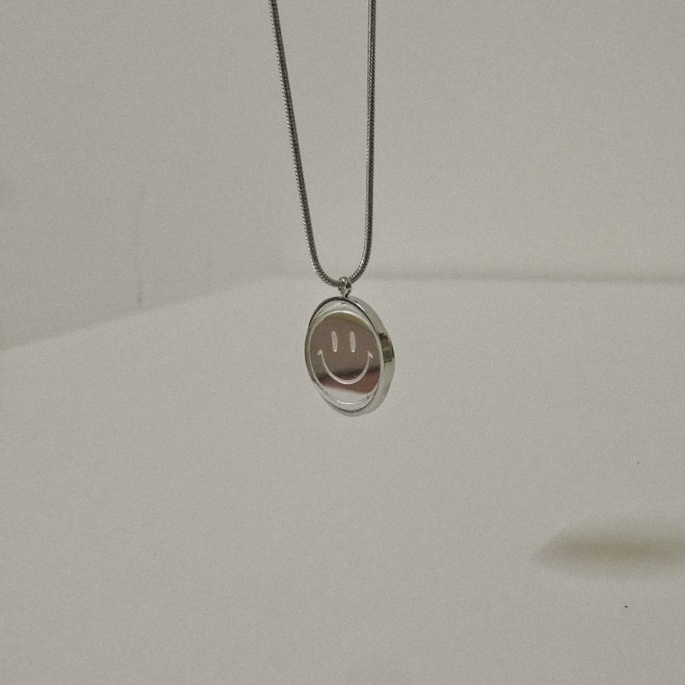 #現貨 (ACCN529) 鋼項鍊 雙面旋轉笑臉哭臉吊墜