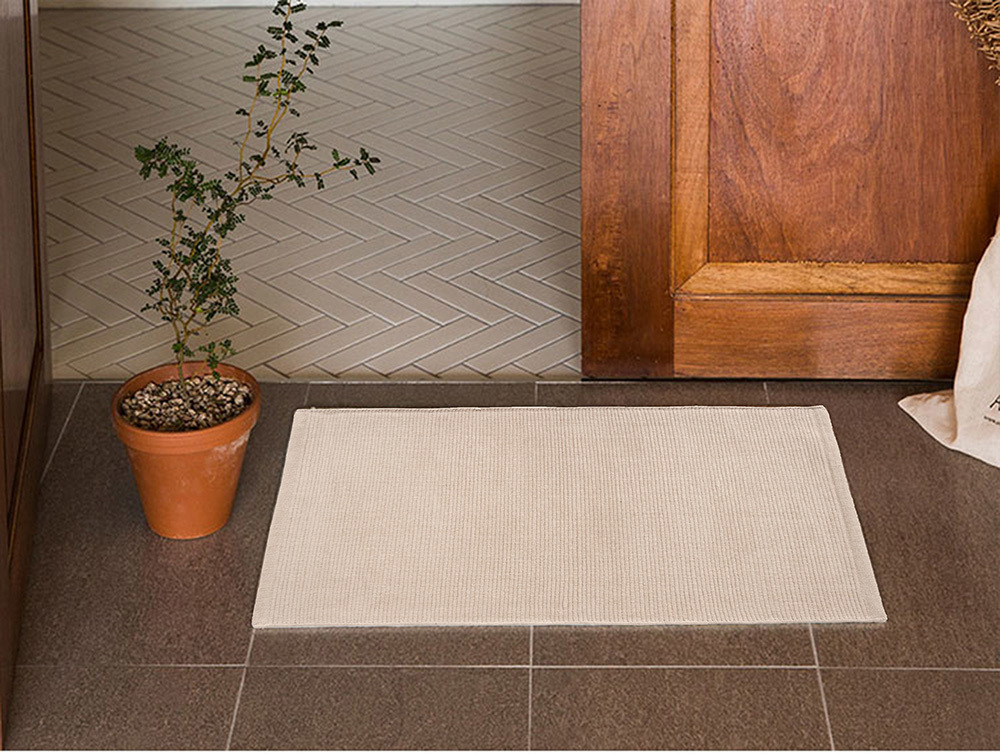 SHINANO純棉簡約風格踏墊(45x65cm)_卡其色