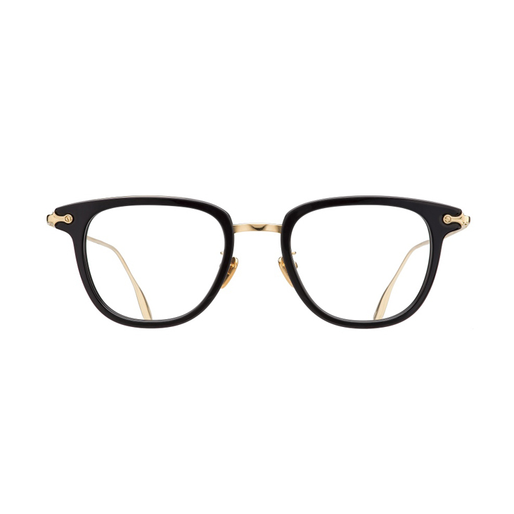 MASSADA - TORSO 軀幹 日本手作簡約復古方框眼鏡(黑+黃金色)