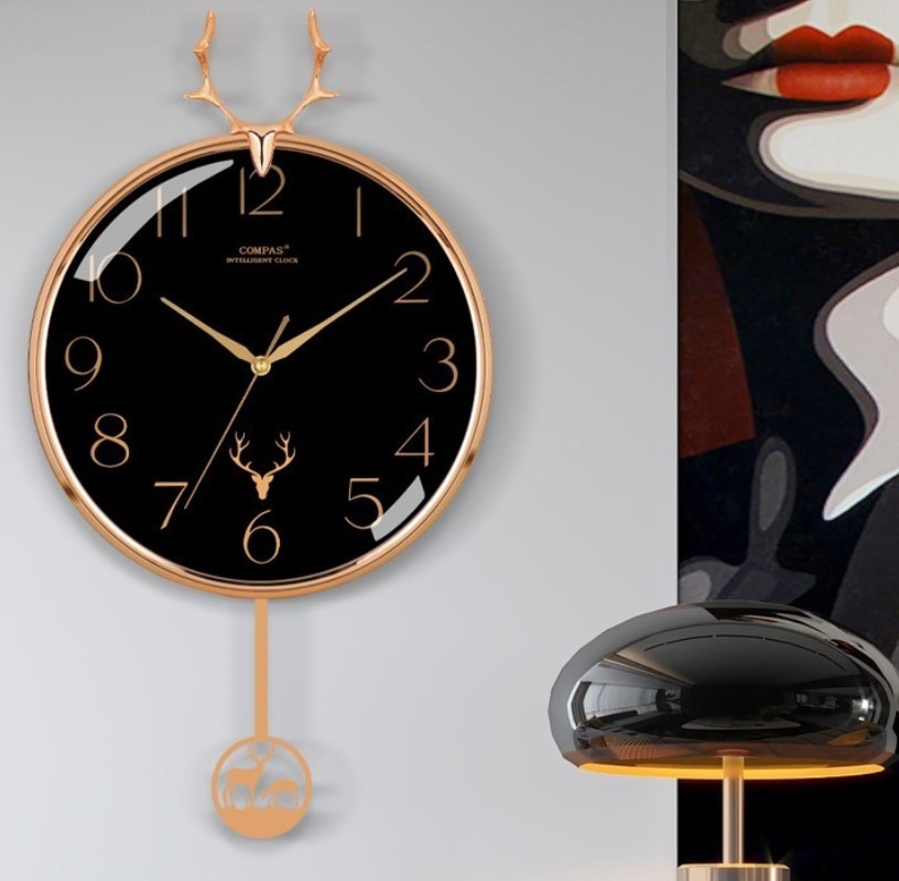 北歐風鹿頭造型藝術掛鐘