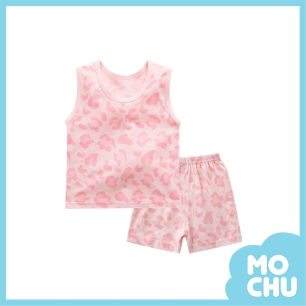 可愛粉豹紋背心套裝