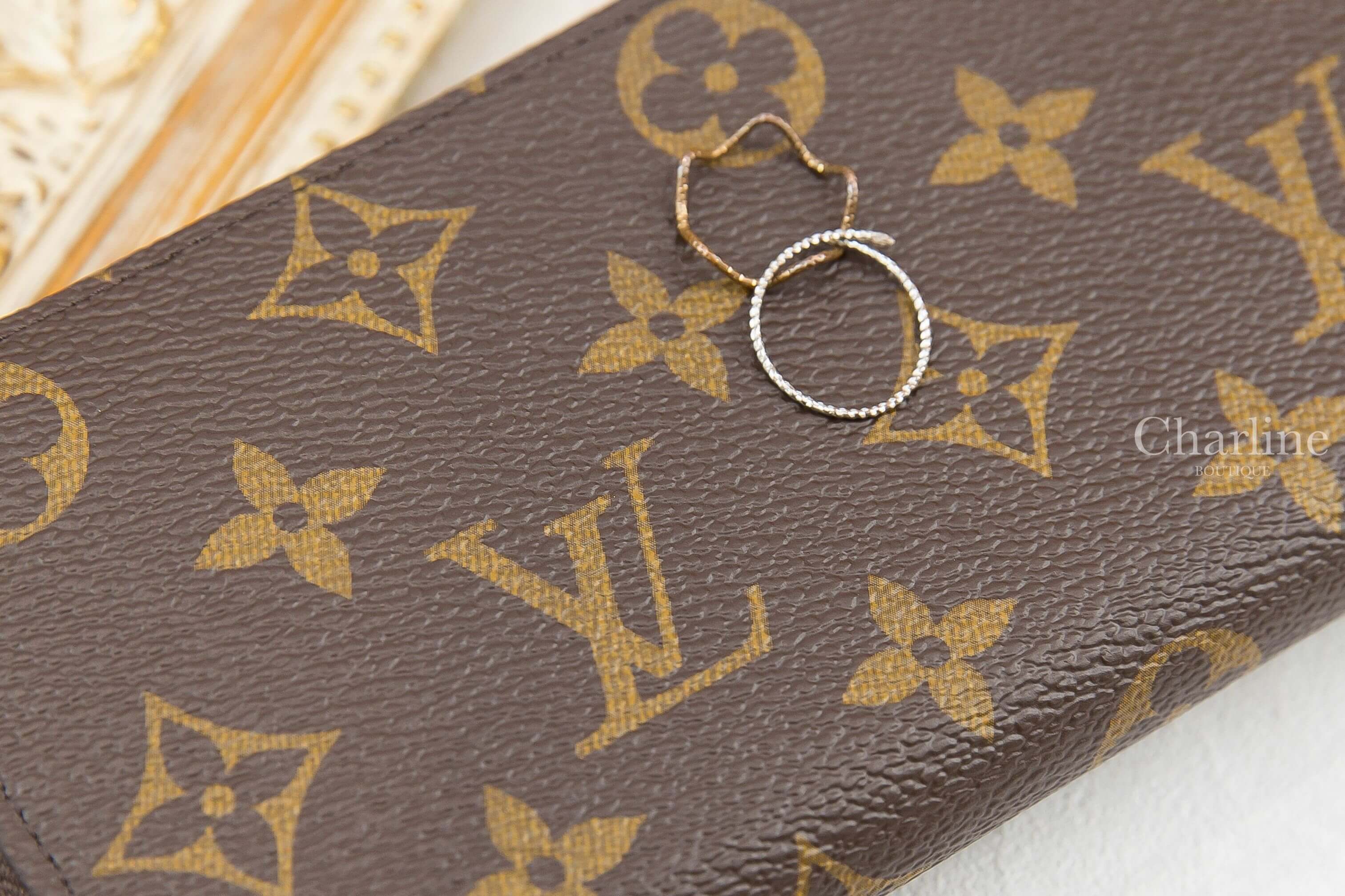 Louis Vuitton Clémence Wallet 咖啡色老花拼玫瑰粉內裡拉鍊長夾